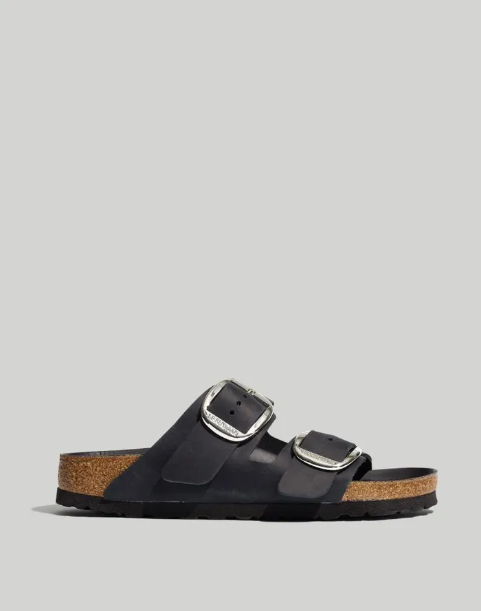 Women Birkenstock Big Buckle Arizona Sandals Black Oiled Leather Madewell Sandals