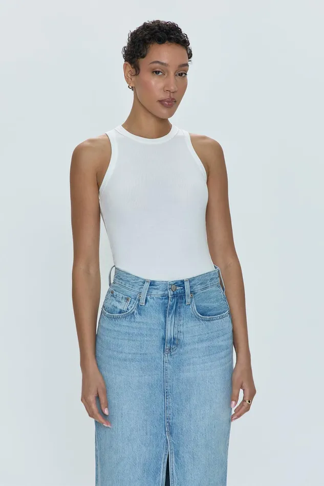 Women Blake Crewneck Bodysuit 8211 Le Blanc Pistola Denim Tees and Tanks
