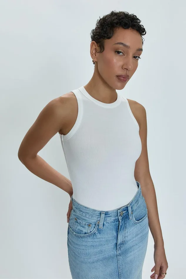 Women Blake Crewneck Bodysuit 8211 Le Blanc Pistola Denim Tees and Tanks
