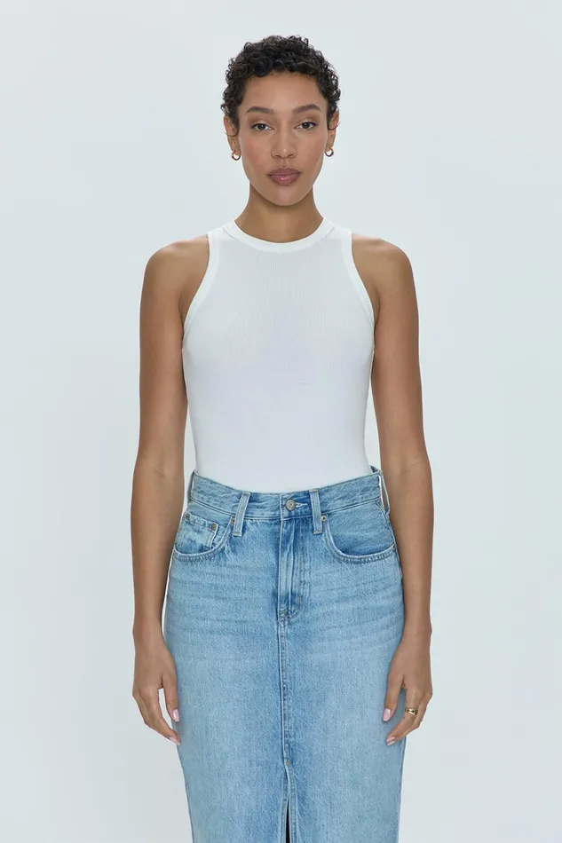 Women Blake Crewneck Bodysuit 8211 Le Blanc Pistola Denim Tees and Tanks