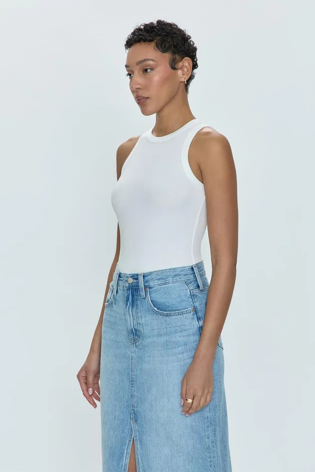Women Blake Crewneck Bodysuit 8211 Le Blanc Pistola Denim Tees and Tanks