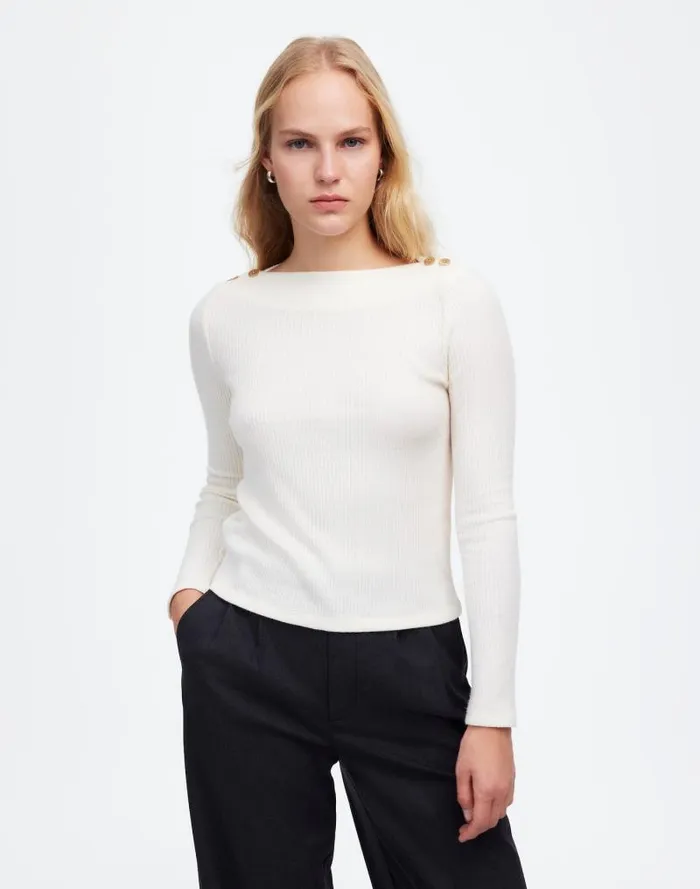Women Boatneck LongSleeve Tee Antique Cream Madewell Tees