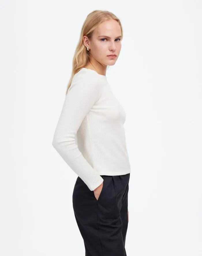 Women Boatneck LongSleeve Tee Antique Cream Madewell Tees