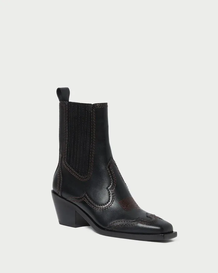 Women Boots Loeffler Randall Agnes Black Leather Western Boot Women Boots Loeffler Randall Agnes Black Leather Western Boot