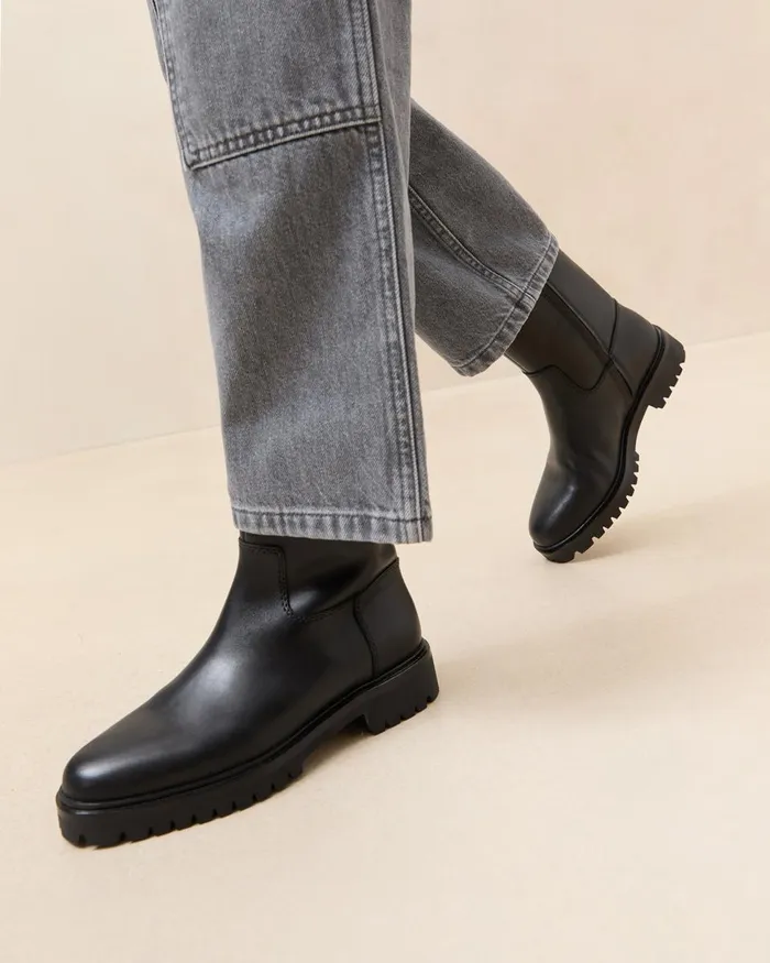 Women Boots Loeffler Randall Damian Black Leather Lug Sole Boot Women Boots Loeffler Randall Damian Black Leather Lug Sole Boot