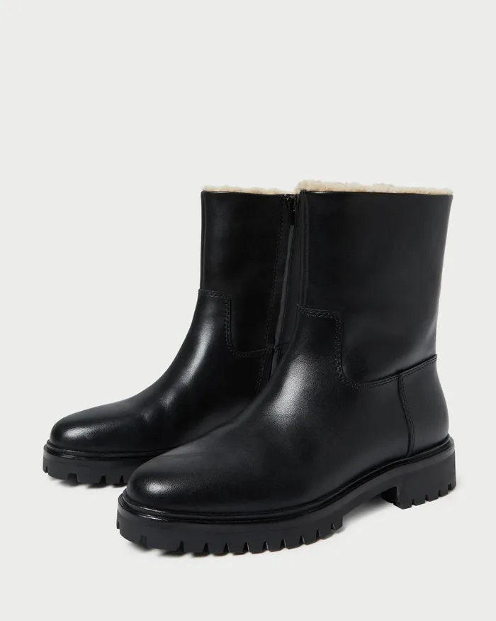 Women Boots Loeffler Randall Damian Black Leather Lug Sole Boot Women Boots Loeffler Randall Damian Black Leather Lug Sole Boot