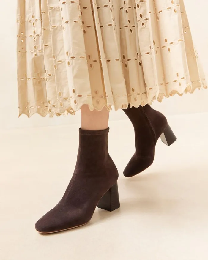 Women Boots Loeffler Randall Elise Dark Brown Stretch Bootie Women Boots Loeffler Randall Elise Dark Brown Stretch Bootie