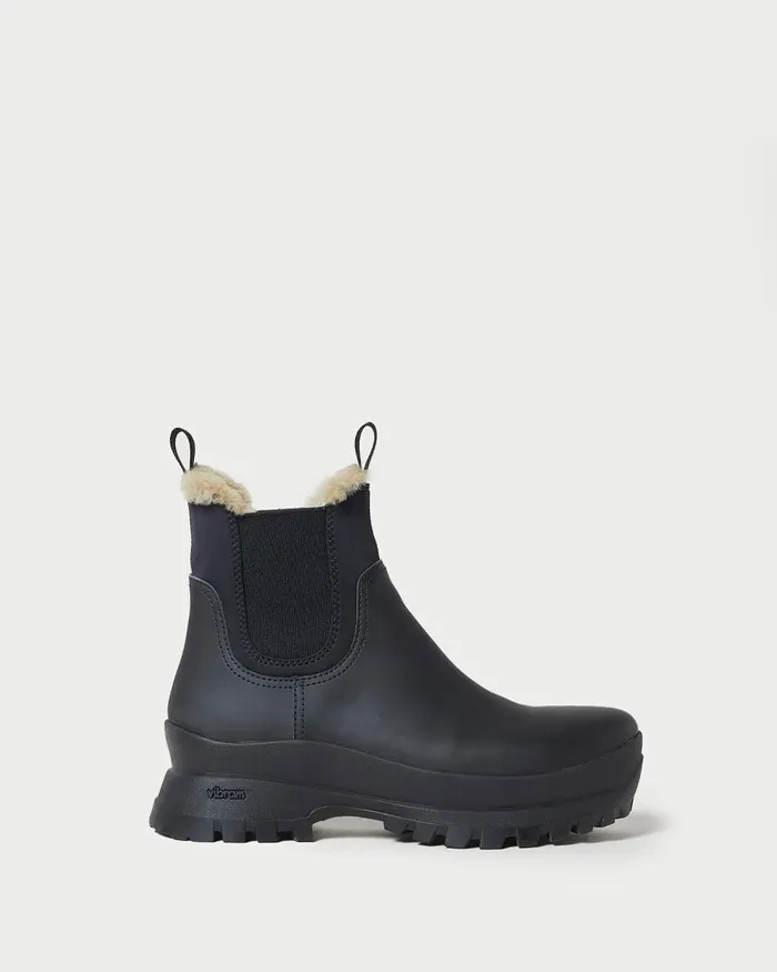 Women Boots Loeffler Randall Tara Black Leather Weather Boot