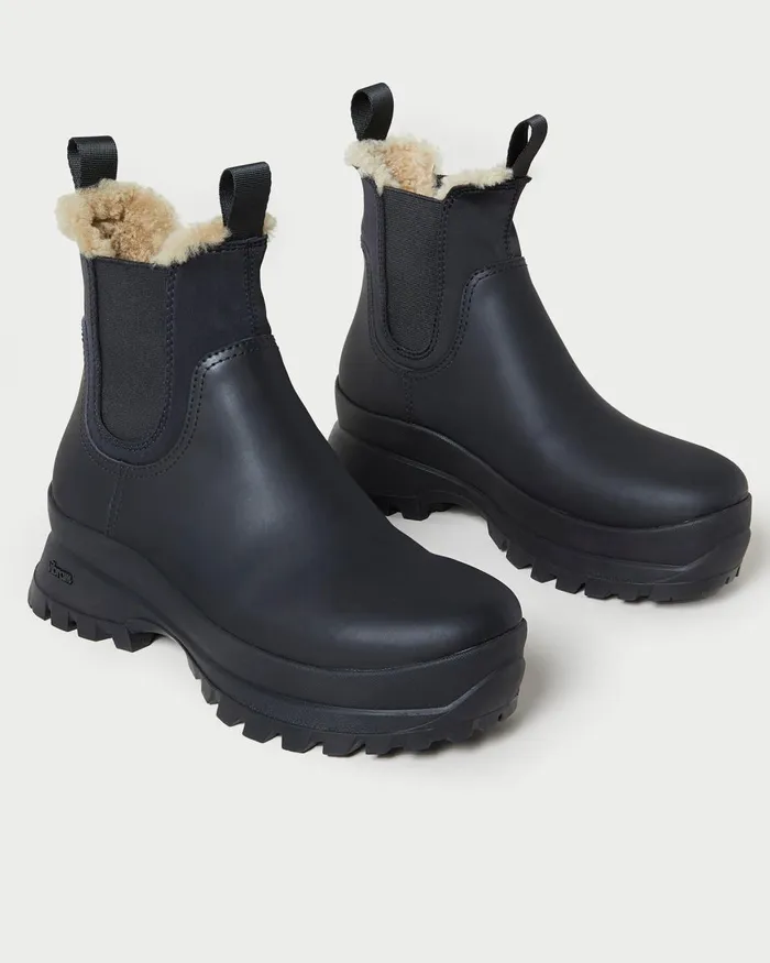 Women Boots Loeffler Randall Tara Black Leather Weather Boot Women Boots Loeffler Randall Tara Black Leather Weather Boot