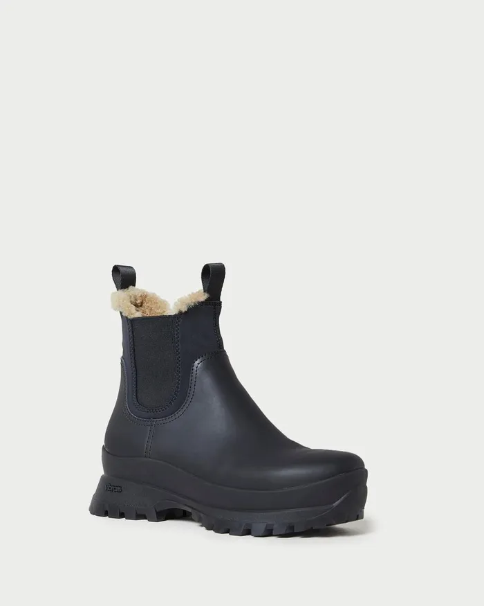Women Boots Loeffler Randall Tara Black Leather Weather Boot Women Boots Loeffler Randall Tara Black Leather Weather Boot