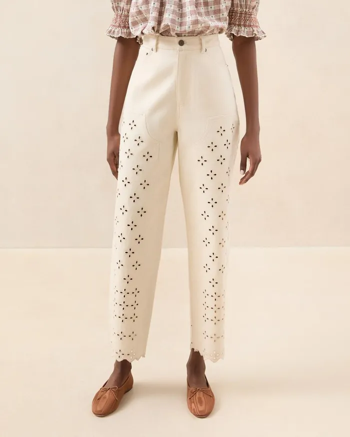 Women Bottoms Loeffler Randall Demi Natural Embroidered Pant L Bottoms L Apparel Women Bottoms Loeffler Randall Demi Natural Embroidered Pant L Bottoms L Apparel