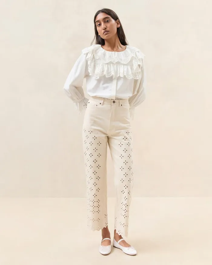 Women Bottoms Loeffler Randall Demi Natural Embroidered Pant L Bottoms L Apparel Women Bottoms Loeffler Randall Demi Natural Embroidered Pant L Bottoms L Apparel