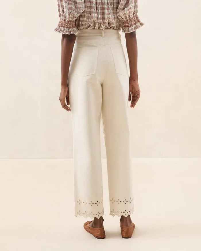 Women Bottoms Loeffler Randall Demi Natural Embroidered Pant L Bottoms L Apparel Women Bottoms Loeffler Randall Demi Natural Embroidered Pant L Bottoms L Apparel