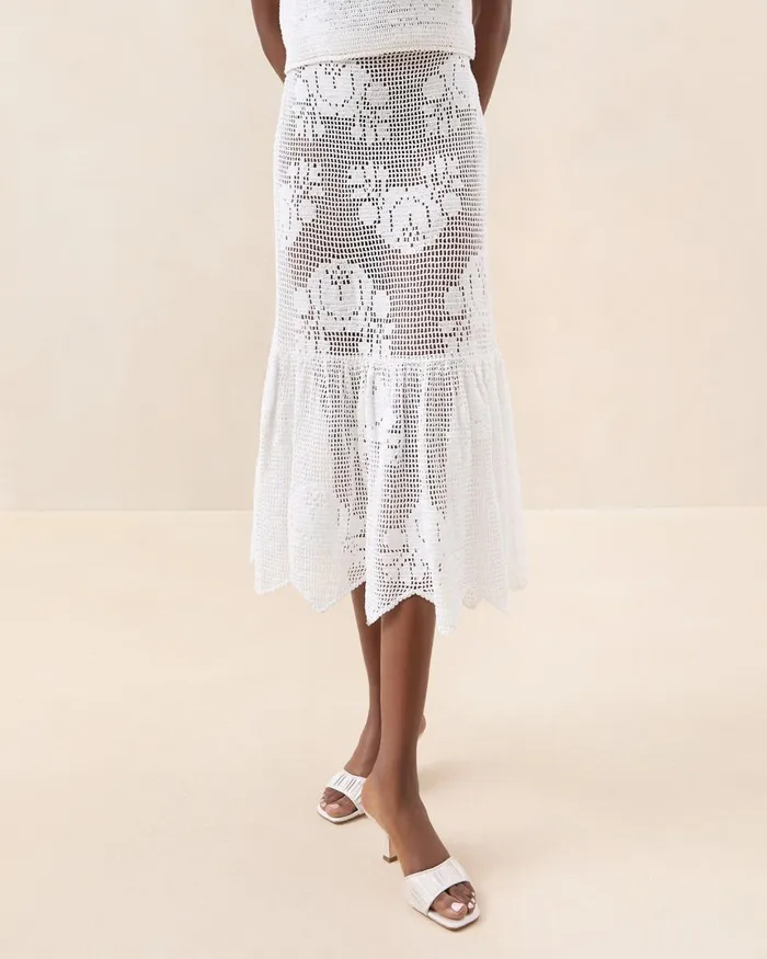 Women Bottoms Loeffler Randall Sullivan Cream Crochet Skirt I Bottoms I Apparel Women Bottoms Loeffler Randall Sullivan Cream Crochet Skirt I Bottoms I Apparel