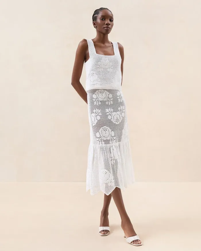 Women Bottoms Loeffler Randall Sullivan Cream Crochet Skirt I Bottoms I Apparel Women Bottoms Loeffler Randall Sullivan Cream Crochet Skirt I Bottoms I Apparel