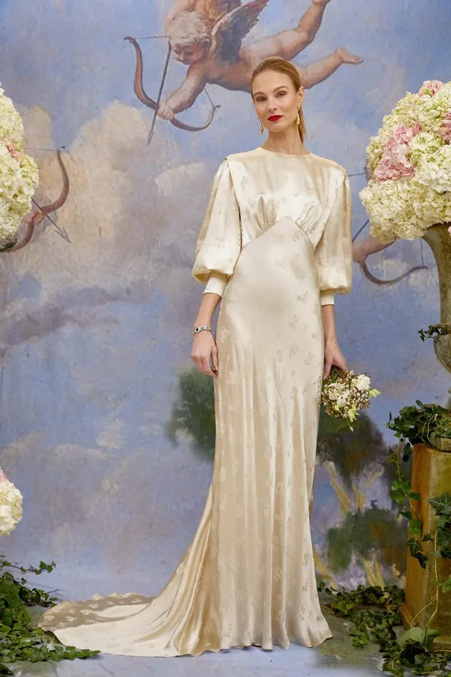 Women Bridal RIXO Clementine Rose Bud Silk Jacquard