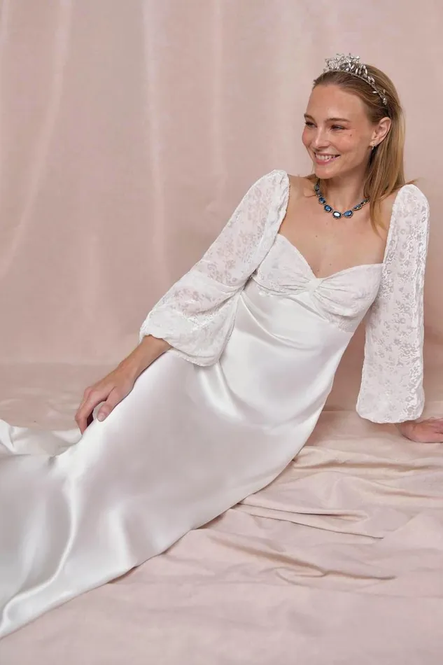 Women Bridal RIXO Gio Velvet Burnout Ivory