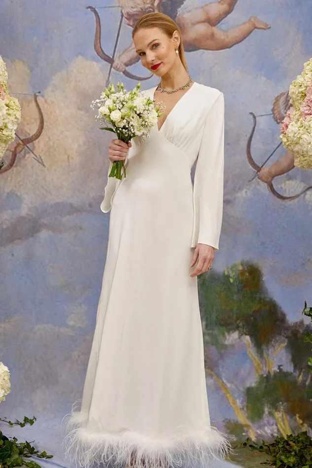 Women Bridal RIXO Jazi Satin Back Silk Crepe