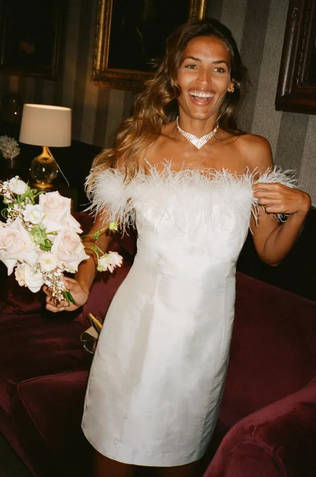 Women Bridal RIXO Lena Feather Ivory