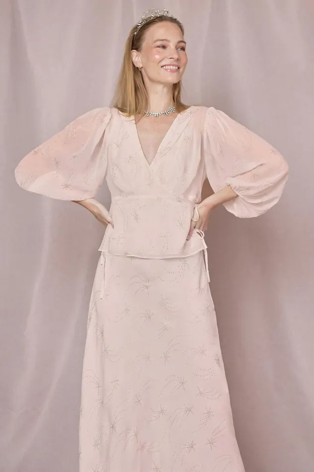 Women Bridal RIXO Silvana Glitter Star Blush