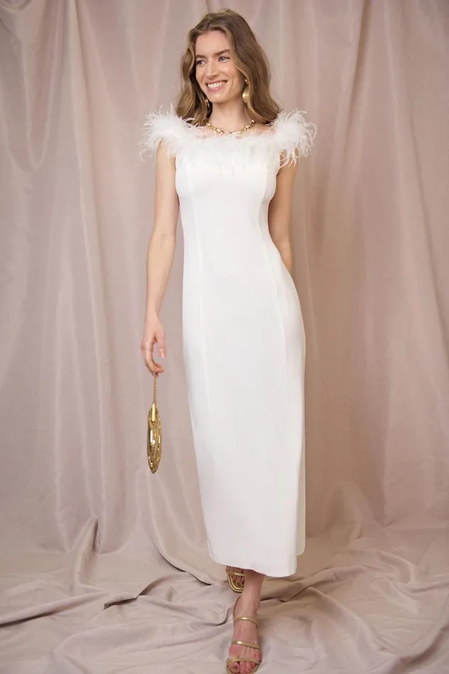 Women Bridal RIXO Winslett Ivory Feathers