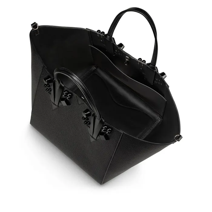 Women Cabachic Small Tote Bag 8211 Grained Calf Leather And Spikes Couronnes 8211 Black Black Christian Louboutin Totes