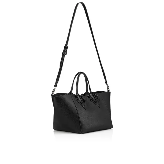 Women Cabachic Small Tote Bag 8211 Grained Calf Leather And Spikes Couronnes 8211 Black Black Christian Louboutin Totes