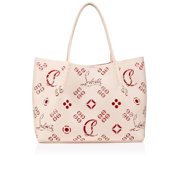 Women Cabarock Large Tote Bag 8211 Perforated Calf Leather Loubinthesky And Spikes 8211 Leche Beige Christian Louboutin Totes Women Cabarock Large Tote Bag 8211 Perforated Calf Leather Loubinthesky And Spikes 8211 Leche Beige Christian Louboutin Totes