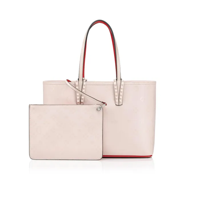 Women Cabata Small Tote Bag 8211 Calf Leather Loubinthesky Print 8211 Leche Beige Christian Louboutin Totes