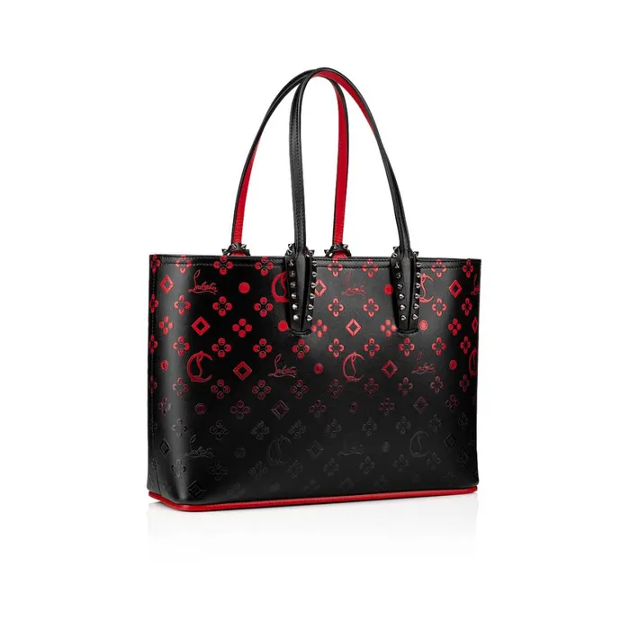 Women Cabata Small Tote Bag 8211 Calf Leather Print Loubinthesky 8211 Black Black Christian Louboutin Totes