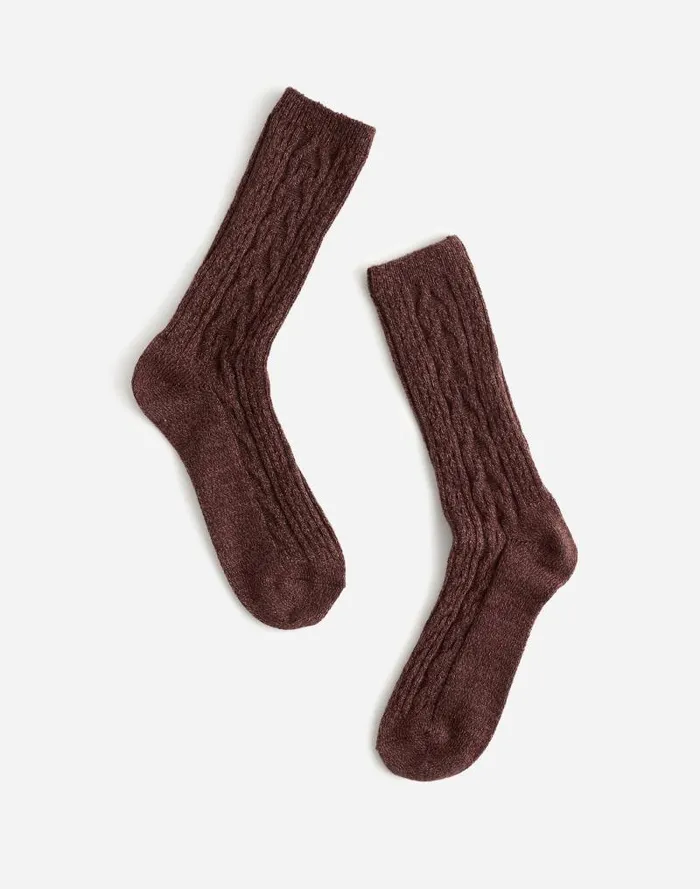 Women CableKnit Trouser Socks Dark Carob Madewell Socks