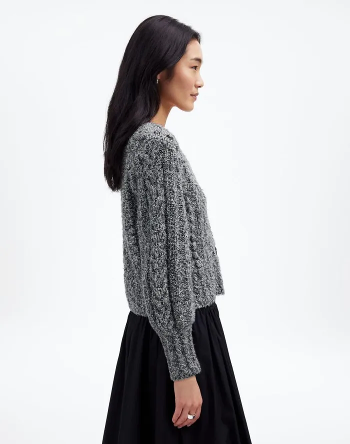 Women Cable VNeck Cardigan Dusk Grey Madewell Sweaters