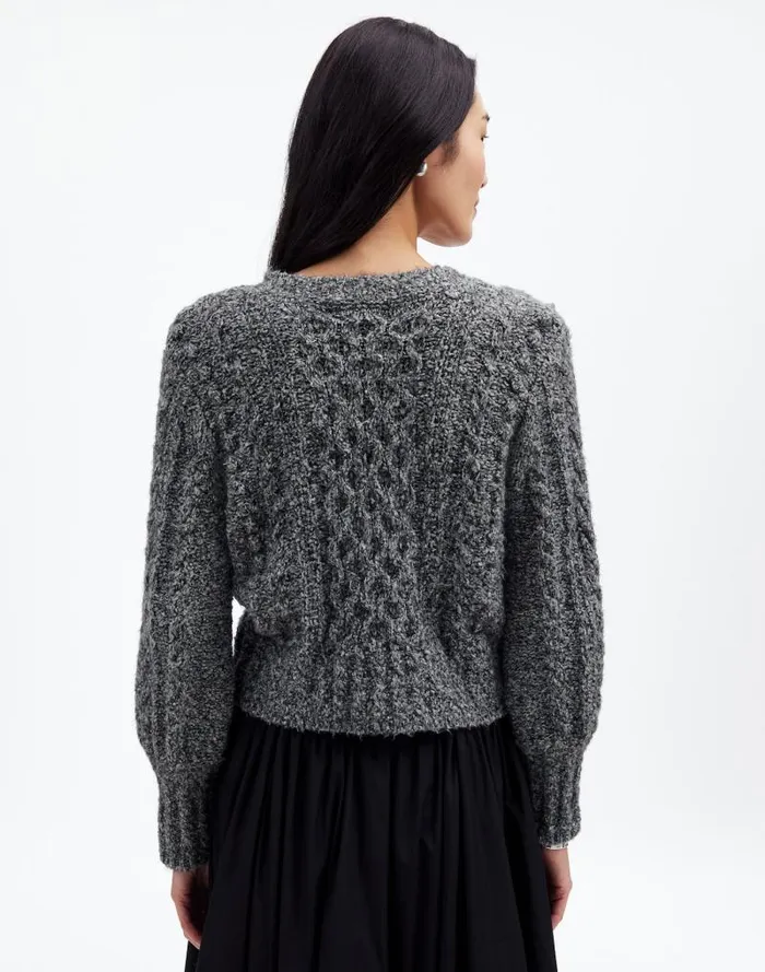 Women Cable VNeck Cardigan Dusk Grey Madewell Sweaters