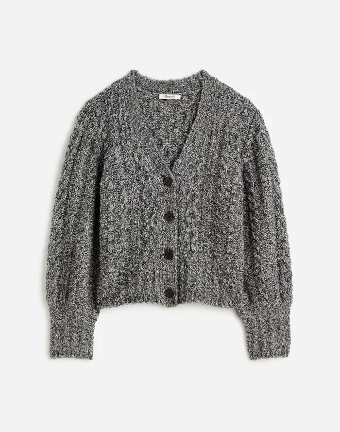 Women Cable VNeck Cardigan Dusk Grey Madewell Sweaters