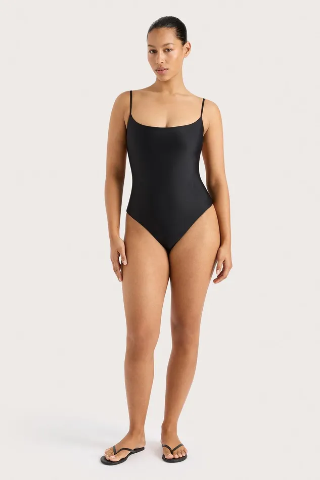 Women Cabo String One Piece Black Faithfull The Brand Swim
