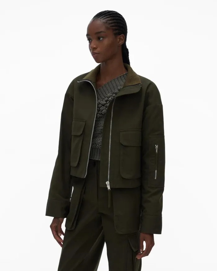 Women Canvas Bomber Jacket Hunter Sage Helmut Lang Jackets