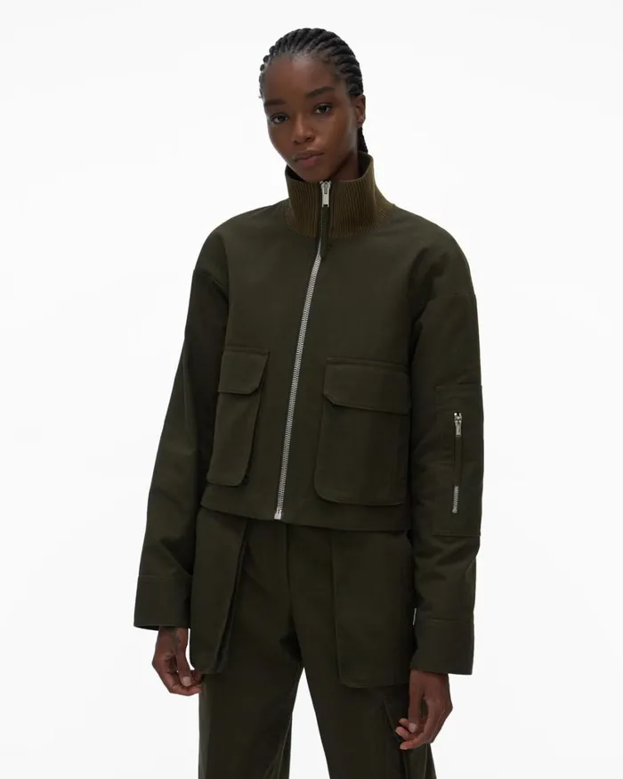 Women Canvas Bomber Jacket Hunter Sage Helmut Lang Jackets
