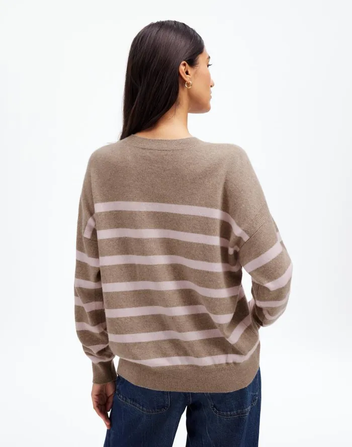 Women Cashmere Relaxed Crewneck Sweater Hthr Mink Stripe Madewell Sweaters