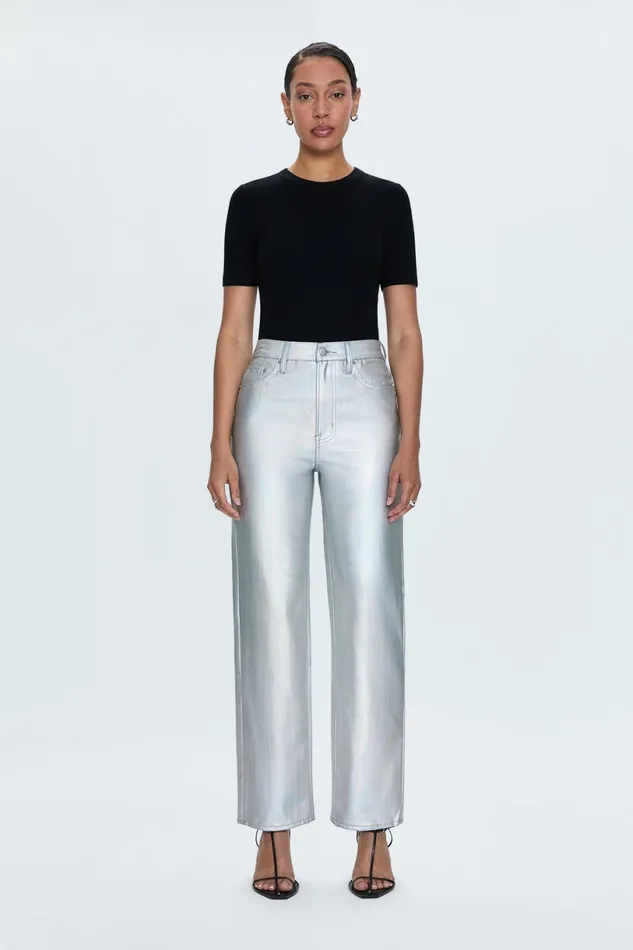 Women Cassie Super High Rise Straight 8211 Coated Prism Pistola Denim Pants