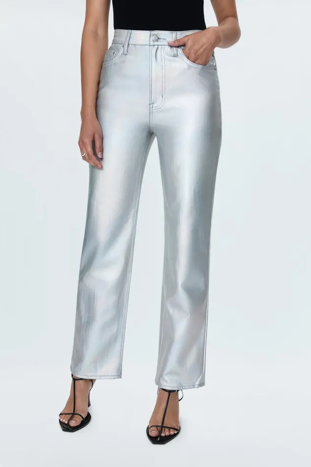 Women Cassie Super High Rise Straight 8211 Coated Prism Pistola Denim Pants