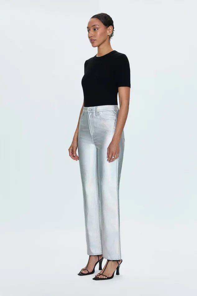 Women Cassie Super High Rise Straight 8211 Coated Prism Pistola Denim Pants