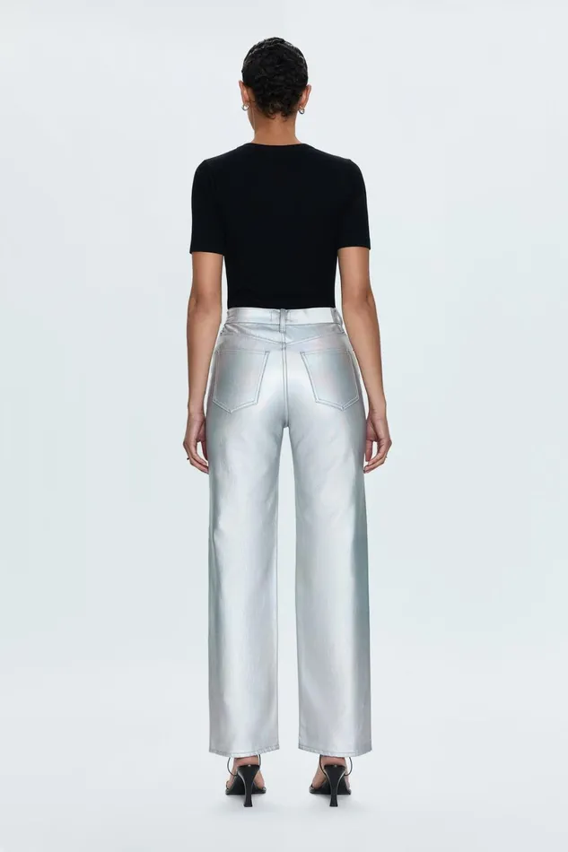 Women Cassie Super High Rise Straight 8211 Coated Prism Pistola Denim Pants