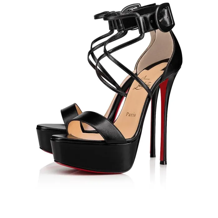 Women Choca 150 Mm Platform Sandals 8211 Leather 8211 Black Black Christian Louboutin Platforms Women Choca 150 Mm Platform Sandals 8211 Leather 8211 Black Black Christian Louboutin Platforms