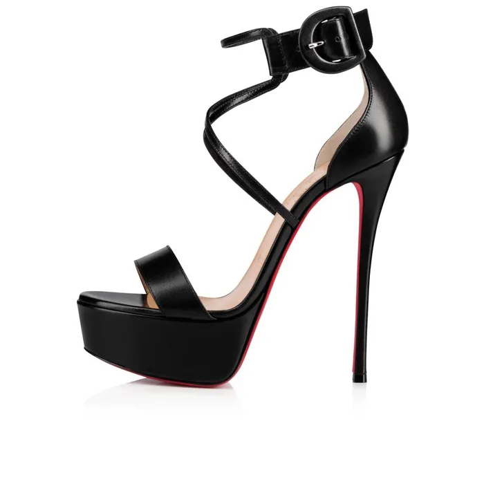 Women Choca 150 Mm Platform Sandals 8211 Leather 8211 Black Black Christian Louboutin Platforms