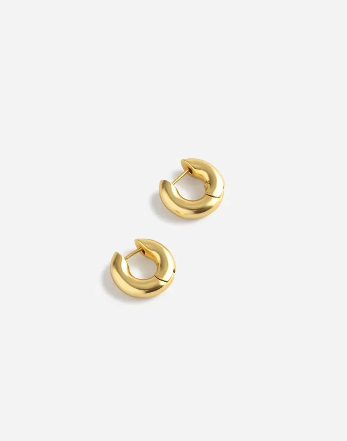 Women Chunky Donut Huggie Hoop Earrings Vintage Gold Madewell Jewelry