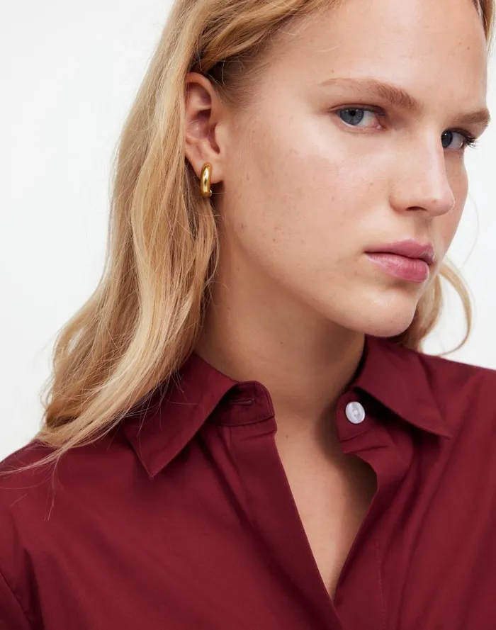 Women Chunky Donut Huggie Hoop Earrings Vintage Gold Madewell Jewelry