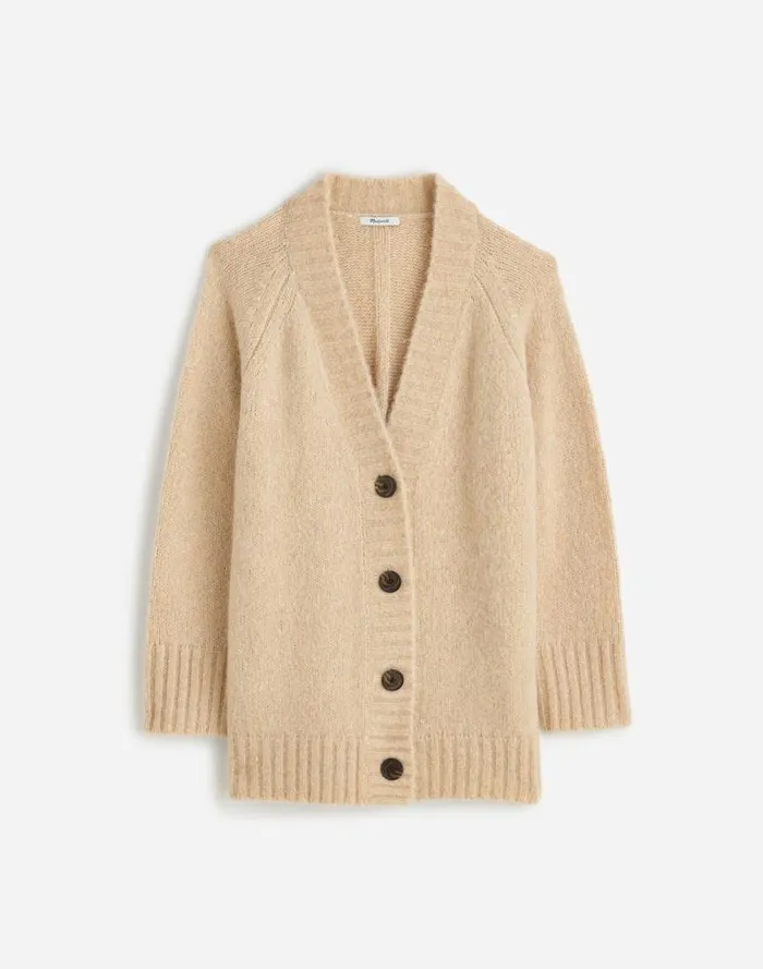 Women ChunkyKnit Cardigan Heather Powder Madewell Sweaters