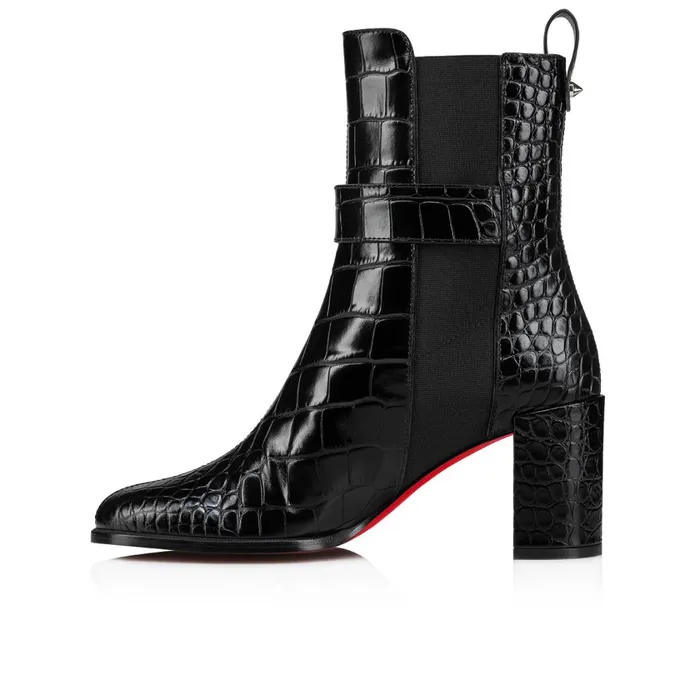 Women CL Chelsea Booty 70 Mm Low Boots 8211 Alligator Embossed Calf Leather 8211 Black Black Christian Louboutin Ankle Boots