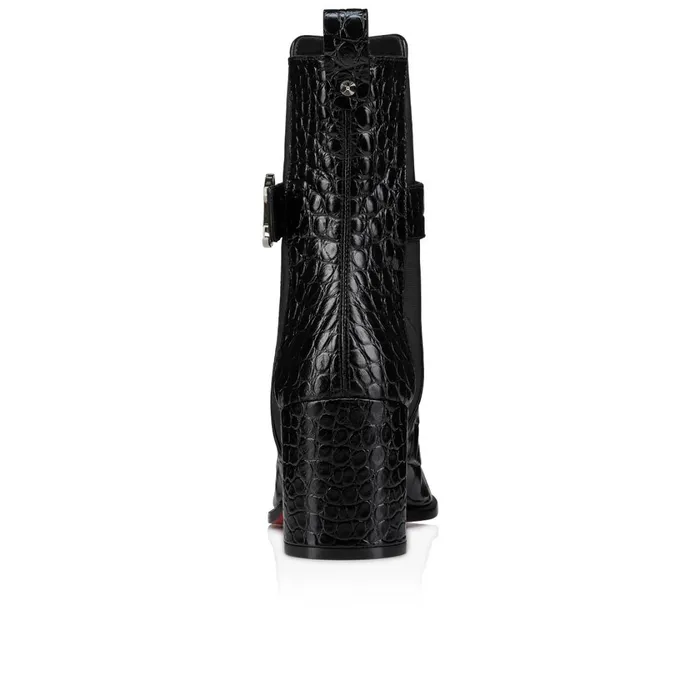 Women CL Chelsea Booty 70 Mm Low Boots 8211 Alligator Embossed Calf Leather 8211 Black Black Christian Louboutin Ankle Boots