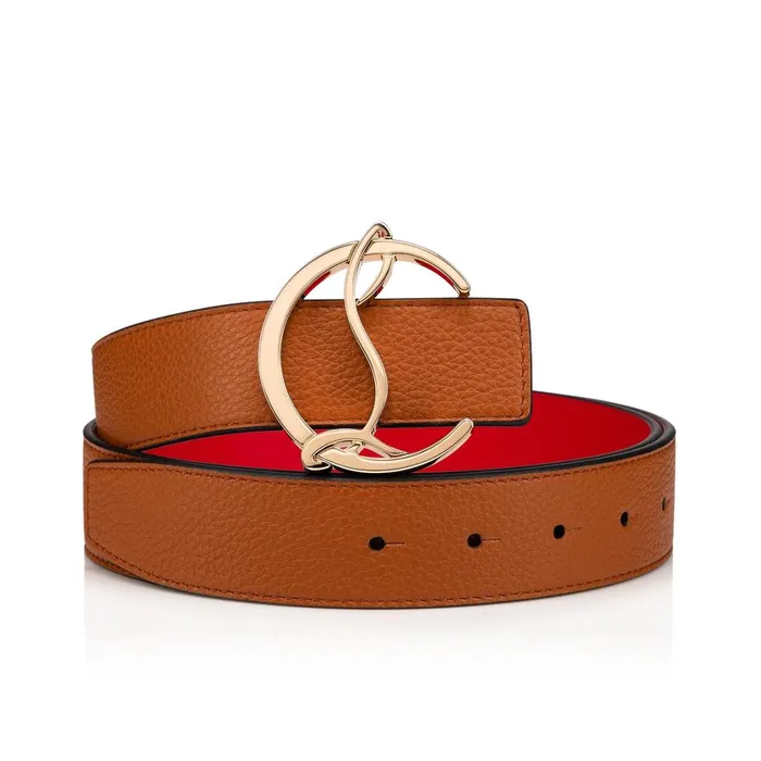 Women CL Logo Belt Belt 8211 Calf Leather 8211 Coconut Brown Christian Louboutin Belts Women CL Logo Belt Belt 8211 Calf Leather 8211 Coconut Brown Christian Louboutin Belts